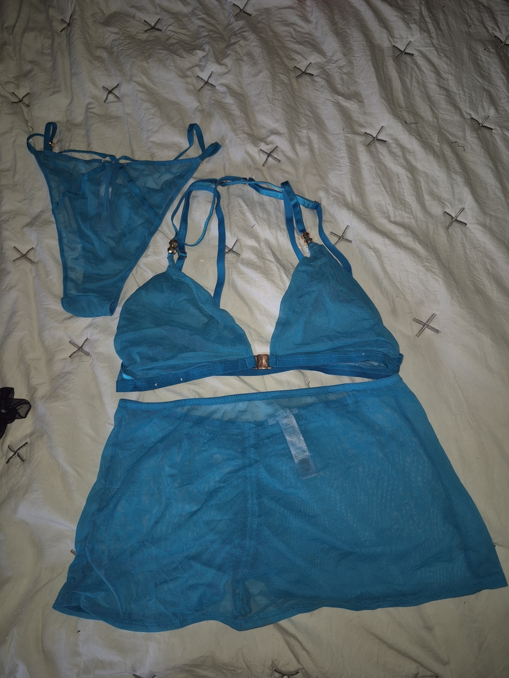 Savage X Fenty Teal Mesh Bikini Set